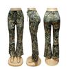 European-American Retro Print Elastic Waist Flare Sweatpants for Autumn Women