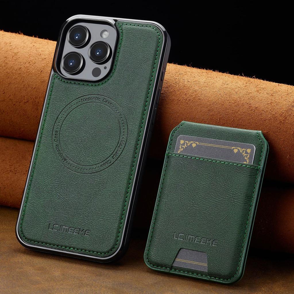 Compatible with iPhone 16 Pro magnetic card holder leather case, 15 Plus protective case, 14 Max, Apple 17 detachable phone case