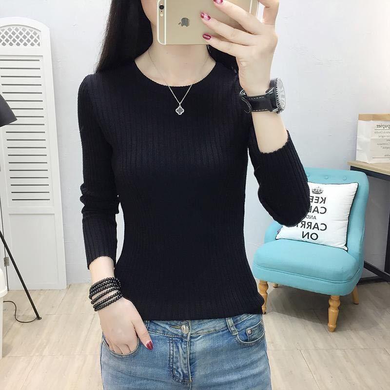 

Women s Autumn/Winter Slim Fit Knitted Top - Chinese Style Round Neck Sweater M 95-105 красный