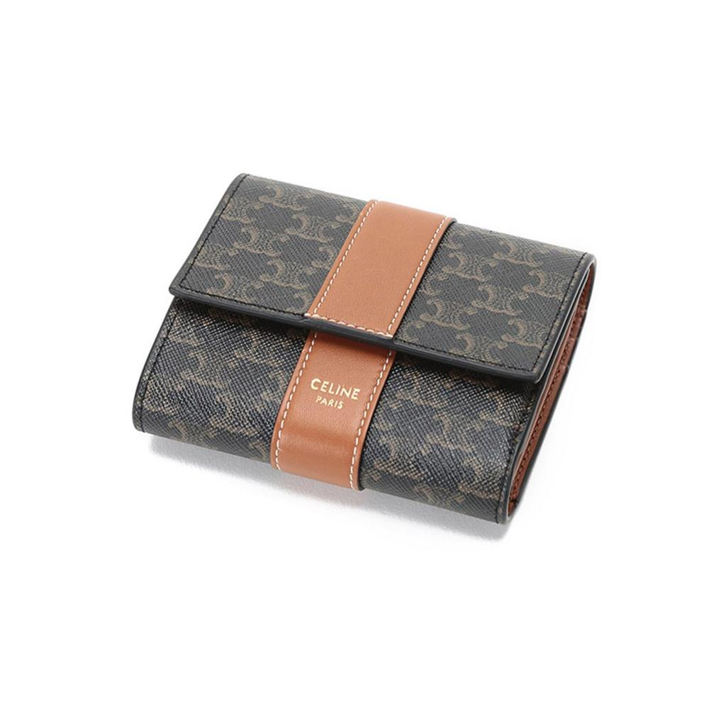 Celine Canvas With Leather Wallet Regular Women's Charcoal Black/Tawny 10D572BZ9-04LU