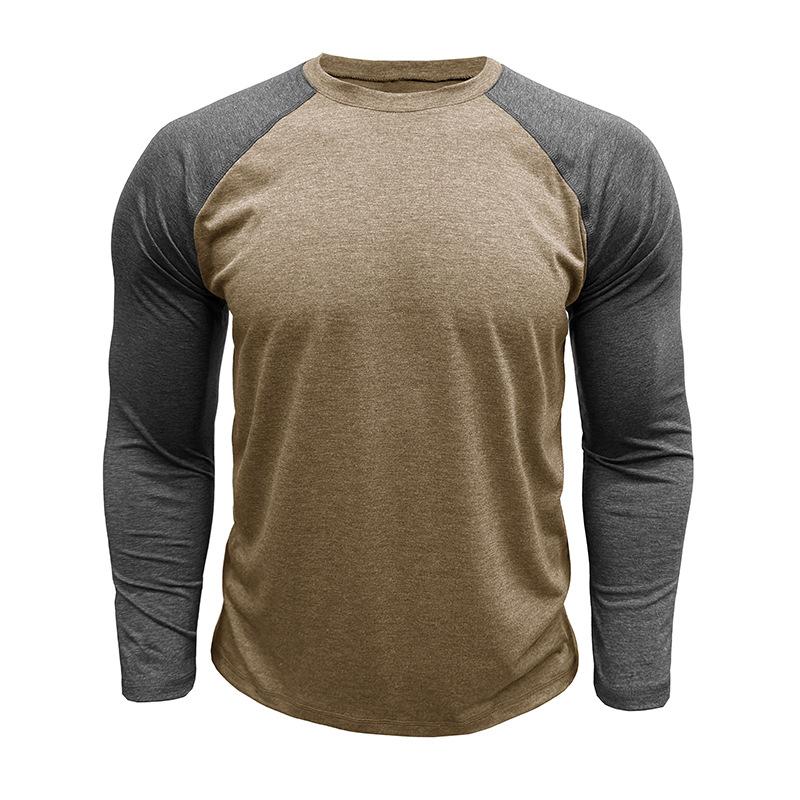 T-shirt casual da uomo a maniche lunghe raglan, vestibilità larga