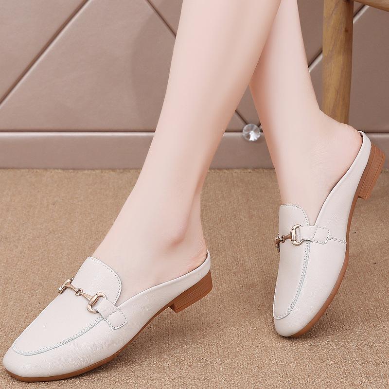 Baotou half slippers flat bottom low heel summer new sandals casual lazy muller