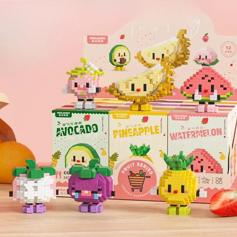 Creative Gourmet Summer Fruit Party Eating and Playing Series of Bricks Brick Table Micro-particle Building Block Children