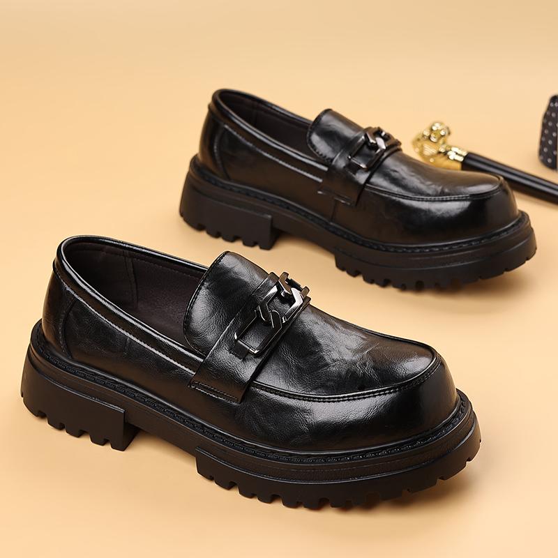 New Style Thick Soled Pure Black Comfortable Footwear Lace Up Black Shoes School Shoes/Work Shoes For Men JZ-506-66