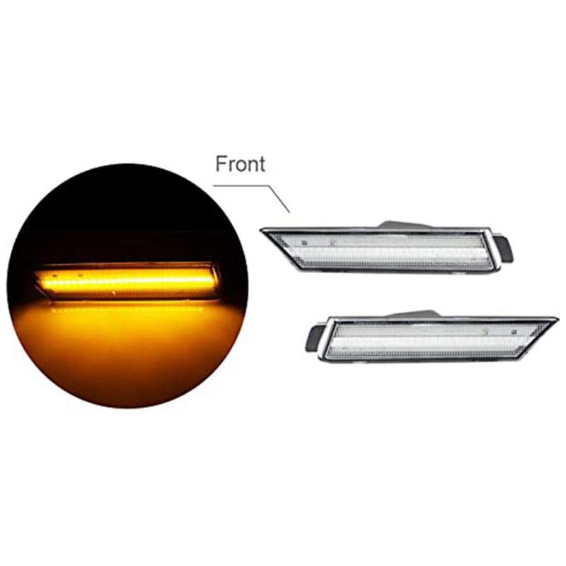 2 Pcs Car Front Signal Light Smoked LED Side Marker For 2010-15 Chevrolet Camaro