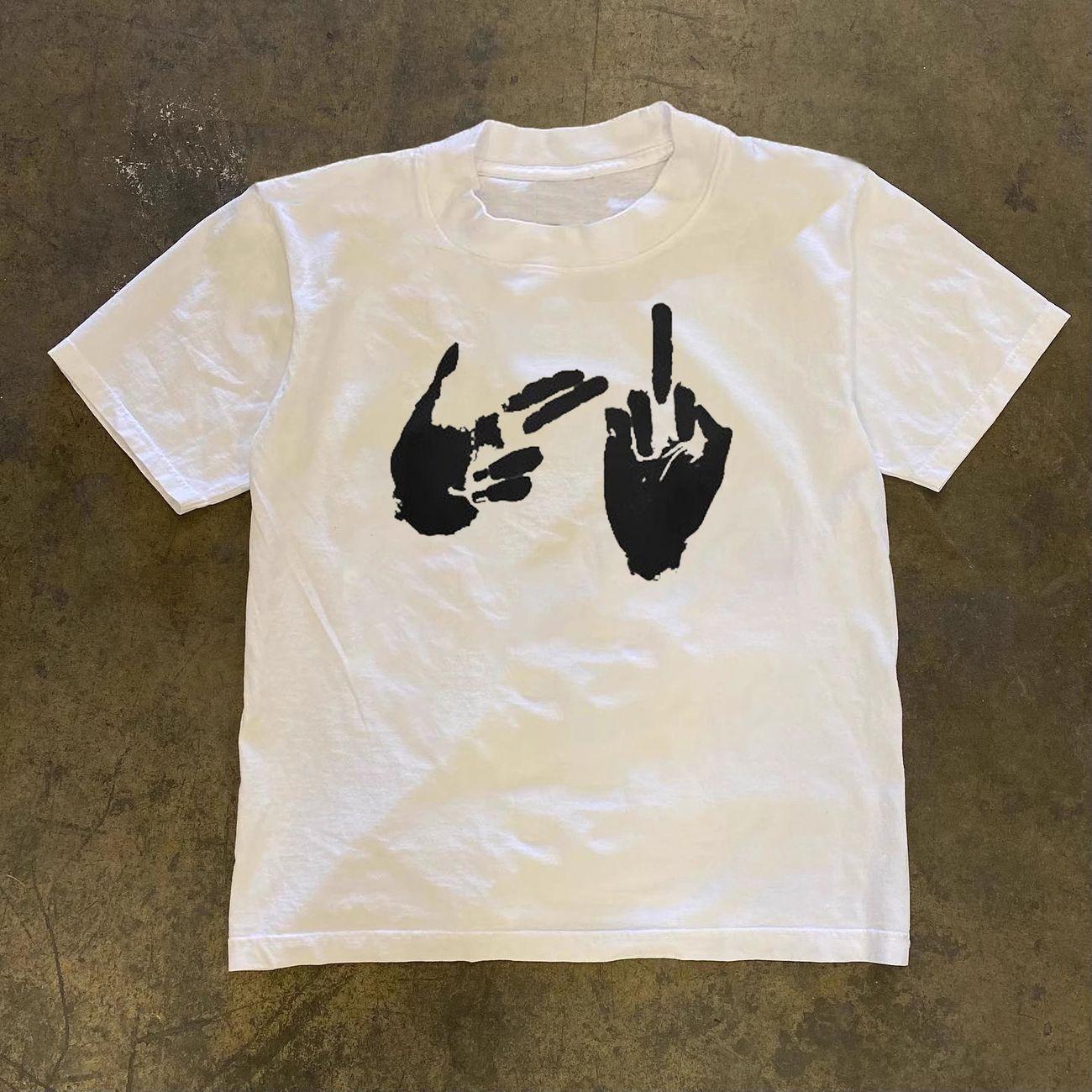 

Gesture Graphic Print Autumn Pure Cotton Men s and Women s T-shirt Short Sleeve Street Fashion Trend Clothing Vintage Y2k Top S