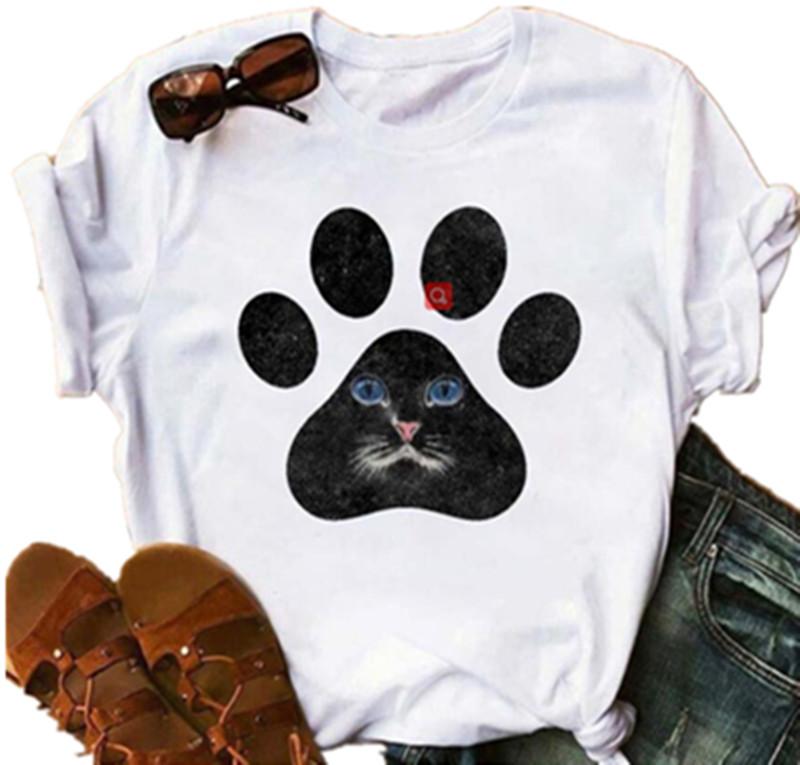 Women's Round Neck White Short-sleeved T-shirt Fashion Printed Valentine's Day Base Shirt Aesthetic Clothes Summer Polyester