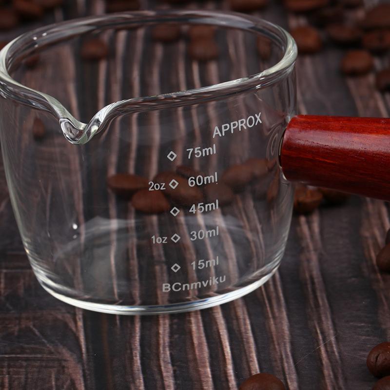 75Ml Wooden Handle Double Tip Coffee Cup  With Scale Milk Cup Espresso Ounce Cup