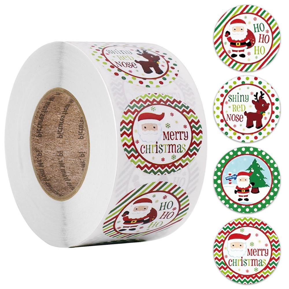 50-500Pcs New Christmas Stickers Cartoons Gift Card Party Package Cute Santa Label Sealing Decor Party Supplies For Reward Kid
