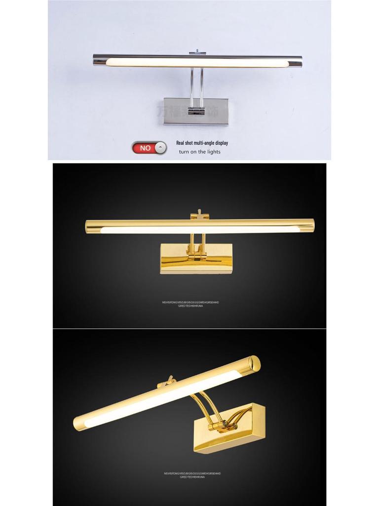 Minimalist LED Anti-fog Vanity Light for Bathroom & Makeup Mirror, Drill-free Installation