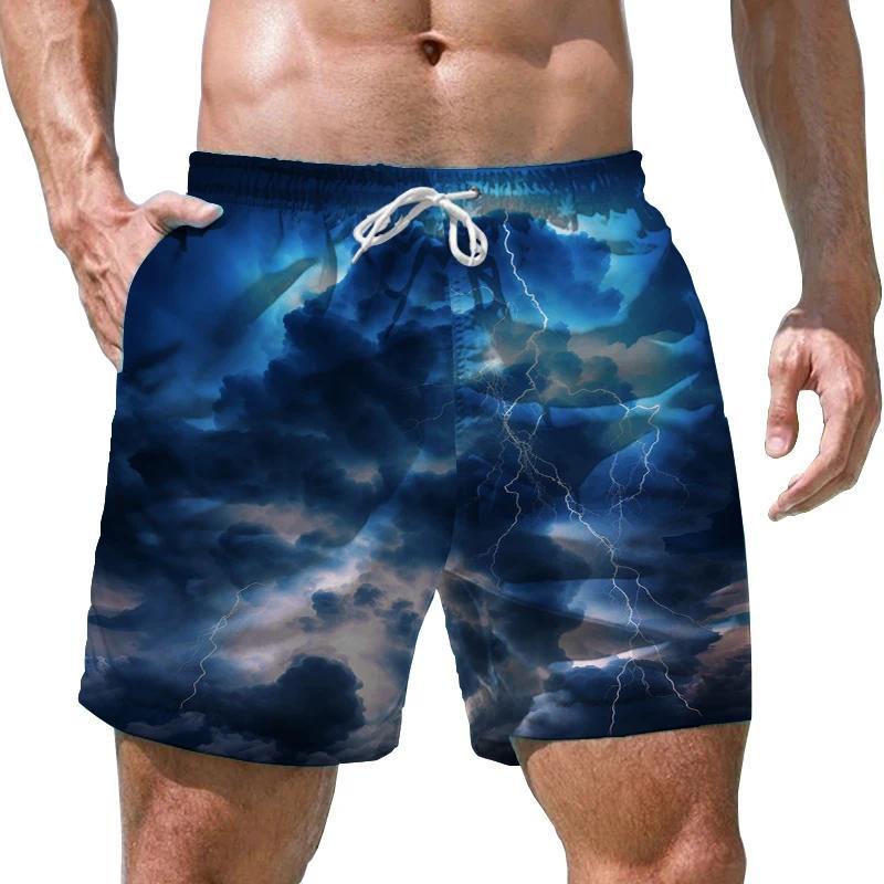 Summer Men's Lightning 3D Printed Beach Shorts
