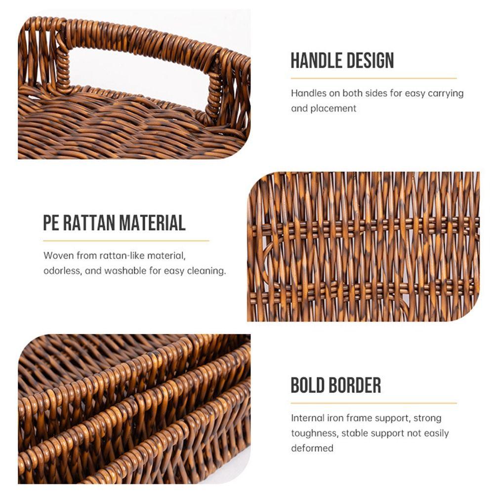 Hand-Woven Imitation Rattan Basket Multipurpose Food Storage Basket Bread Basket Household Storage