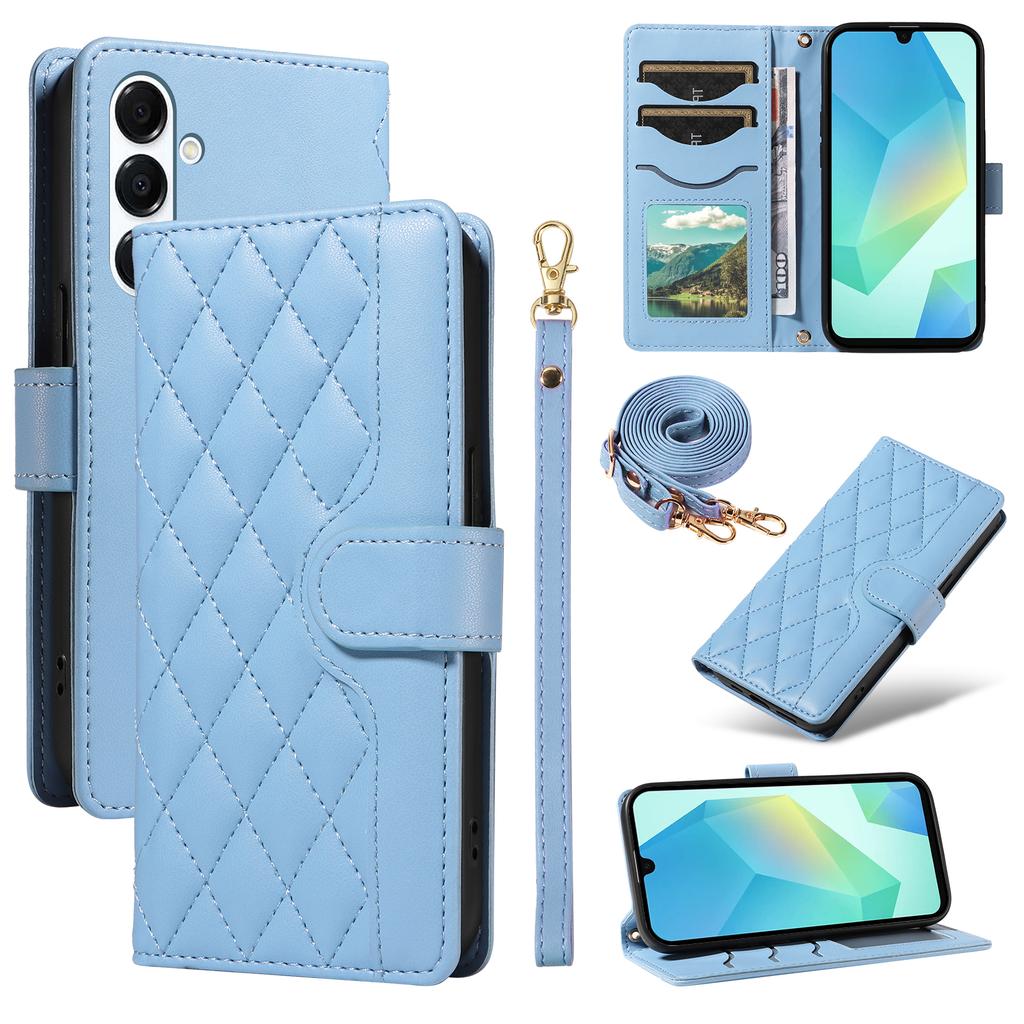For Samsung Galaxy A16 5G/Galaxy A16 4G/Galaxy A17 5G/Galaxy A26 5G Wallet Case Rhombus Leather Phone Cover with Strap