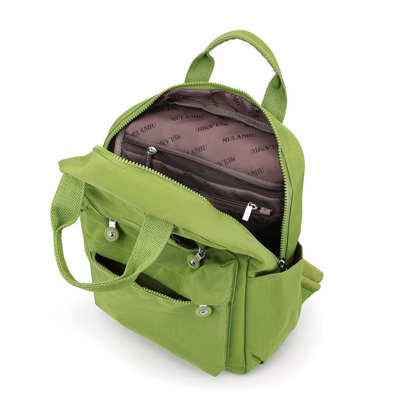 Solid Color Women's Backpack Large Capacity Nylon Backpack
