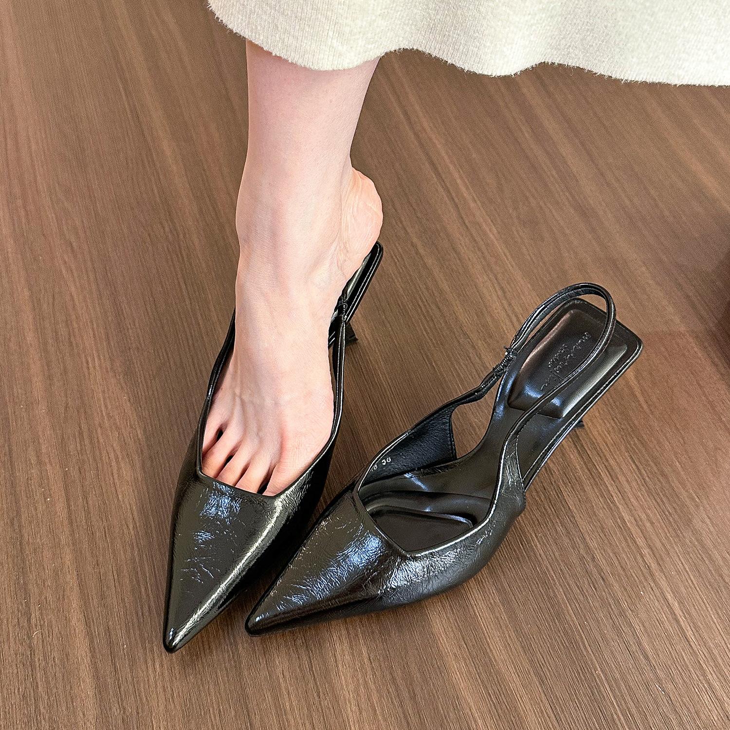 

Серебристые туфли-лодочки на высоком каблуке женские 2025 весна и лето новые универсальные туфли-стилет на среднем каблуке женские 39