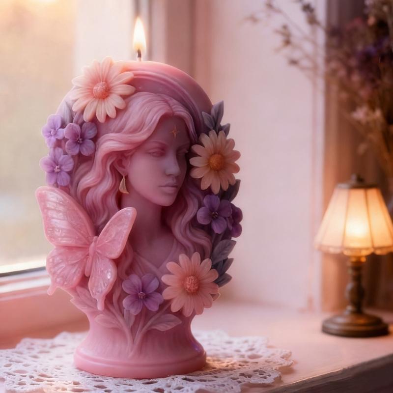 Food Grade Silicone Mould with Butterfly Girl Designs for Candle Making Craft Projects