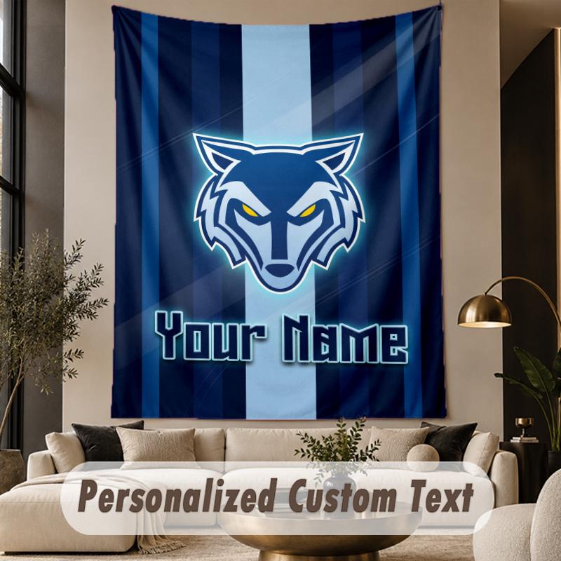 Custom Text Tapestry Warrington Wolves Print Wall Tapestry Indoor Living Room Wall Decor