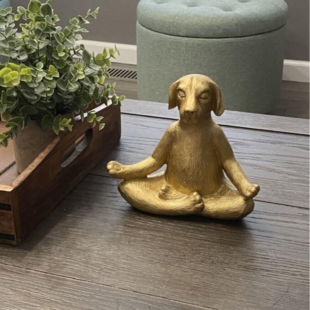 Harz Hunde Yoga Statue Einzigartige Tier Miniatur Skulptur Schreibtisch Verzierung Hund Figur Meditation