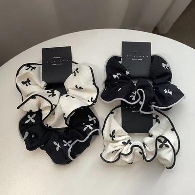 Högklassig enkel rundkantad stor prickig scrunchie stor tryckt temperament scrunchie Koreisk hårsnodd huvudbonad