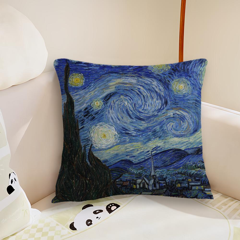 Van Gogh Art Cushion Cover Pillow Case Plush Fabric Soft Double Sided Print Sofa Cushion Cover Throw Pillow Covers