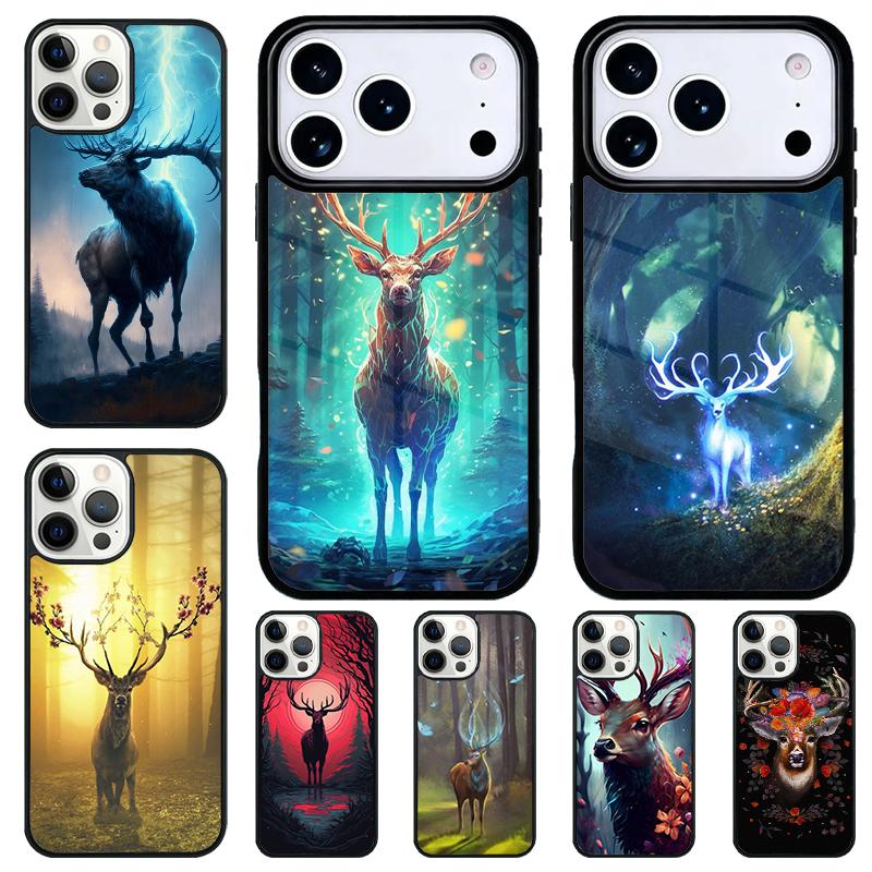Animal Deer Art Phone Case for iPhone 17 Air 16 15 11 12 14 13 Pro Max Shockproof Cover