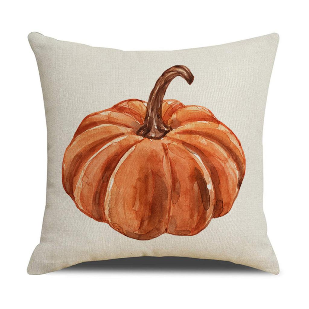 Autumn Thanksgiving Pillow Cover 45x45cm Sofa Cushion Cover Pumpkin Leaf Pattern Decorative Throw Pillow Case without Insert