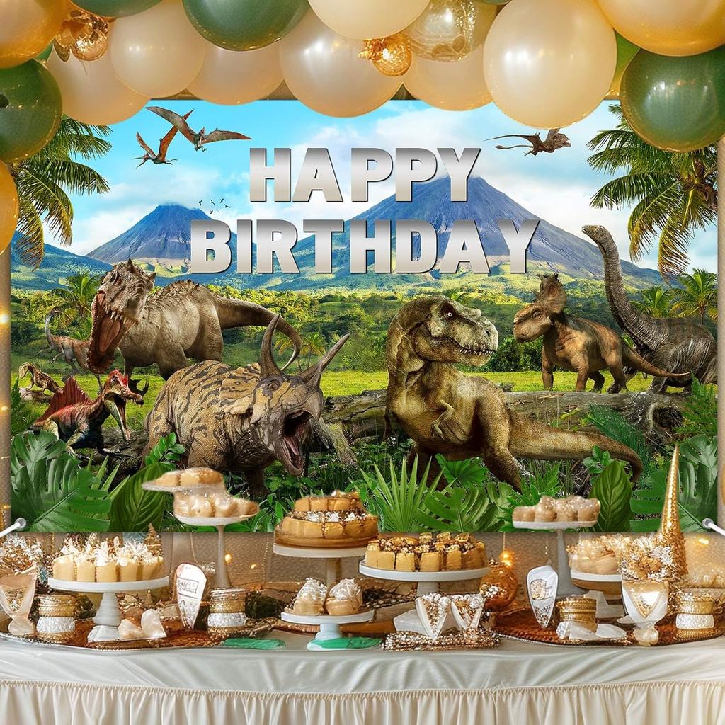 Avezano Dinosaur Happy Birthday Banner Dinosaur Happy Birthday Party Decorations Backdrop for Boy Jurassic Jungle Dino Theme Party Banner Photo Prop