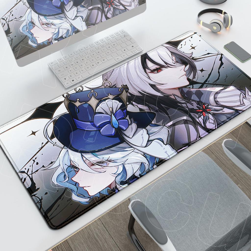 Genshin Impact Arlecchino Mouse Pad HD Grande per Computer Uffici Accessori Antiscivolo Anime Durevole Deskmat Bordo Bloccato Tappeti per Tastiera