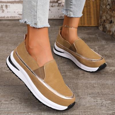 Spring and Summer Thick Soled Sponge Cake Solid Color Plus Size Loafers, Slip On Casual Single Shoes Sports Shoes