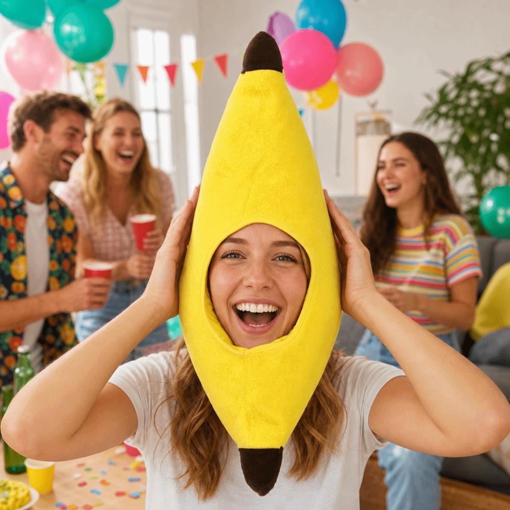 Cartoon Plush Fruits Hat Creative Halloween Headgear Yellow Banana Cap Festival Event