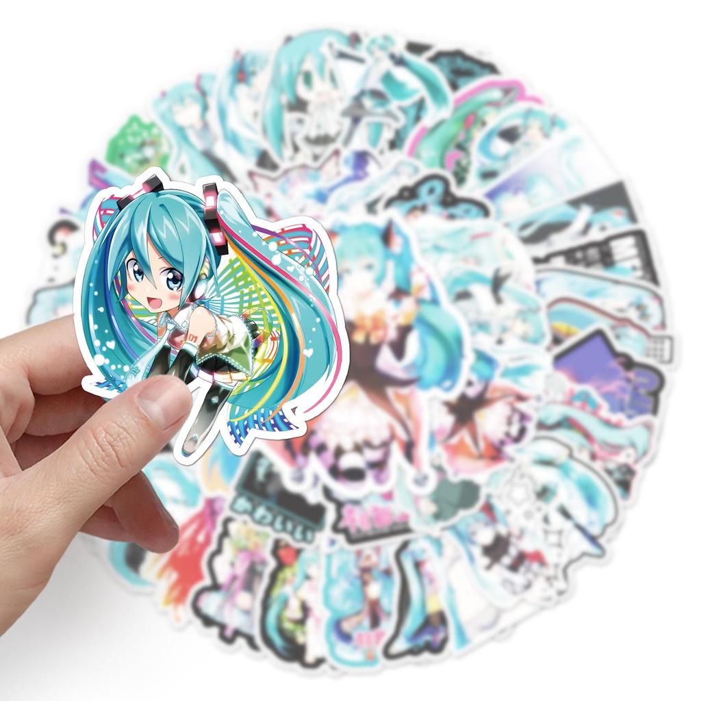50 Hatsune Miku Graffiti Stickers for Suitcase, Laptop, Car, and Skateboard Decoration