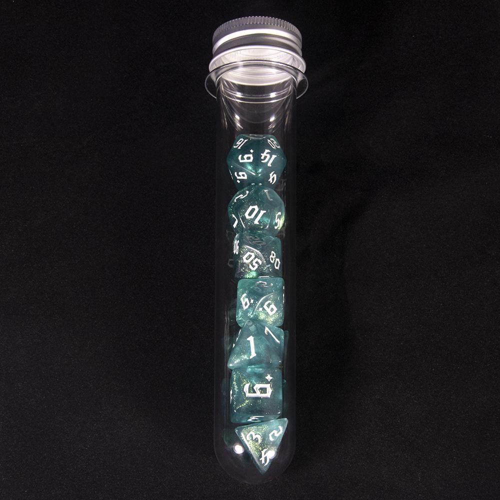 7pcs Game Dice Set Glitter Colored Polyhedral Dice D4-D20 with Tube for Table Game, Gaming Gift