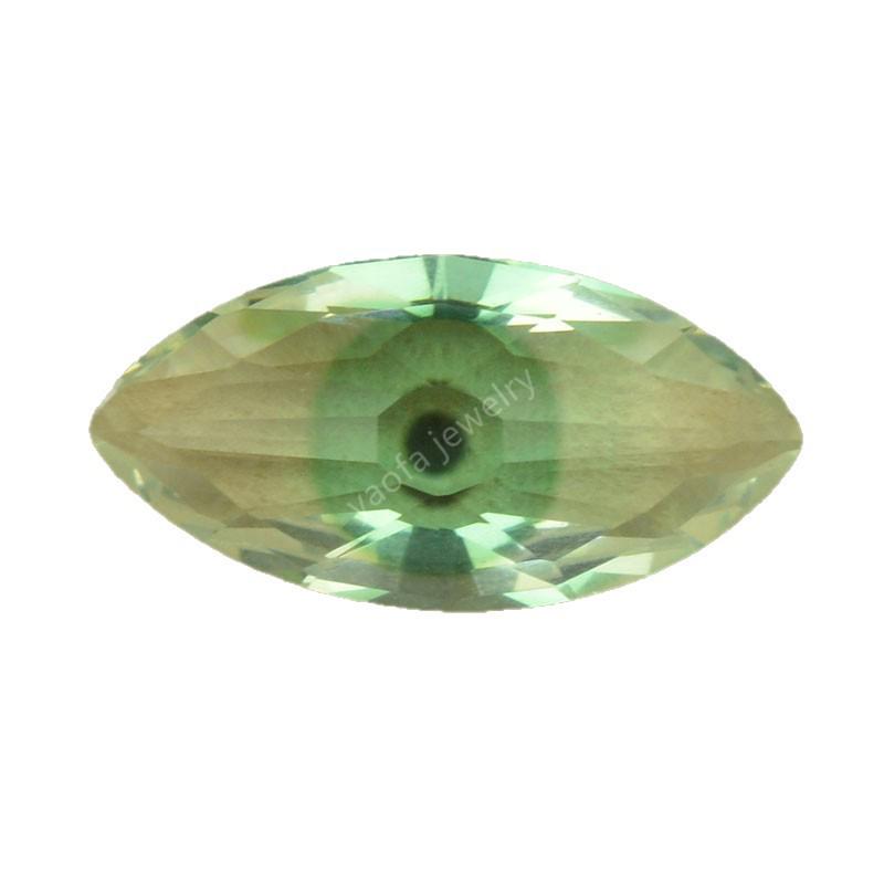 Faceted Cat s Eye Green Tourmaline Glass Gemstone, Eye Pattern Loose Stone 10x18mm светло-синий