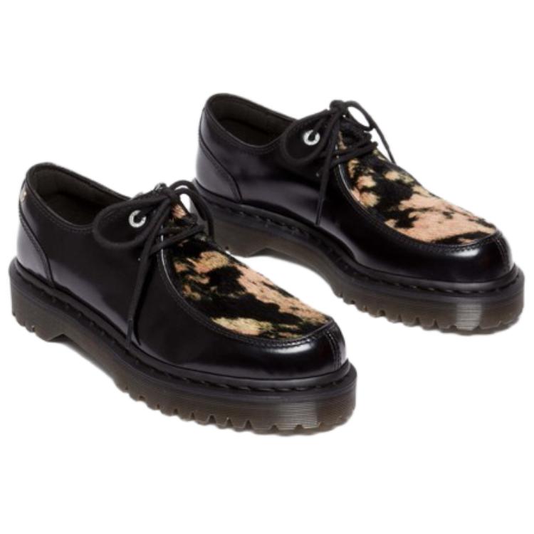 Dr Martens Zeffir 3i Leather Oxford Shoes Unisex Black Beige Buttero Hair On 31916779