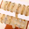 European & American Light Luxury Titanium Steel Gold-Plated Open Design Bracelets with Rhinestone Inlay for Women