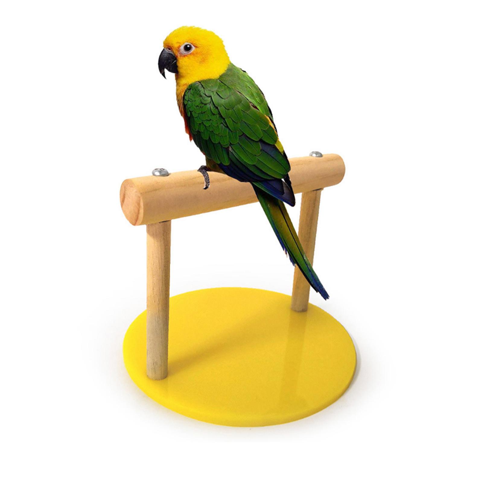 

Bird Wooden Perch Standing Frame Stand Pole Plastic Base Parrot Chewing Biting Toy Cage Accessories