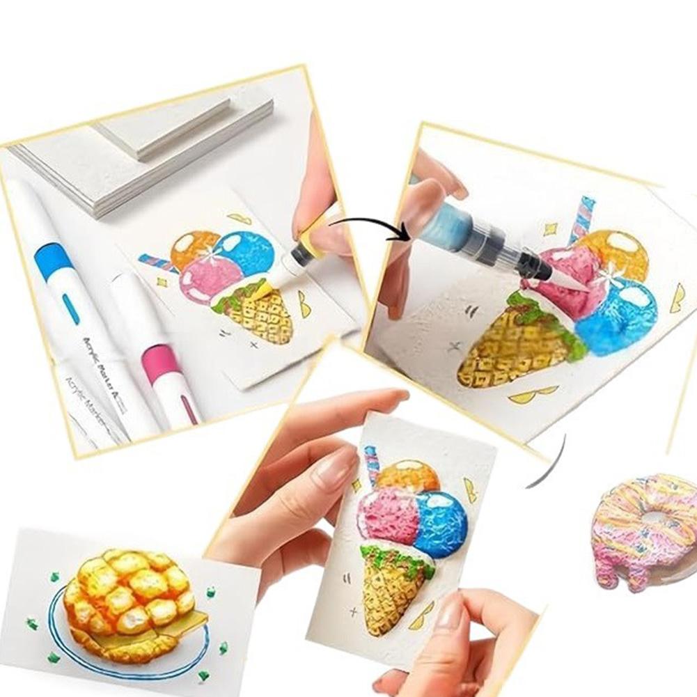 Magic Canvas Sponge DIY Creative Activity Bubble Popcorn Drawing Pen 12 Colors 3D Art Safe Puffy Pen Texture Painting Kit