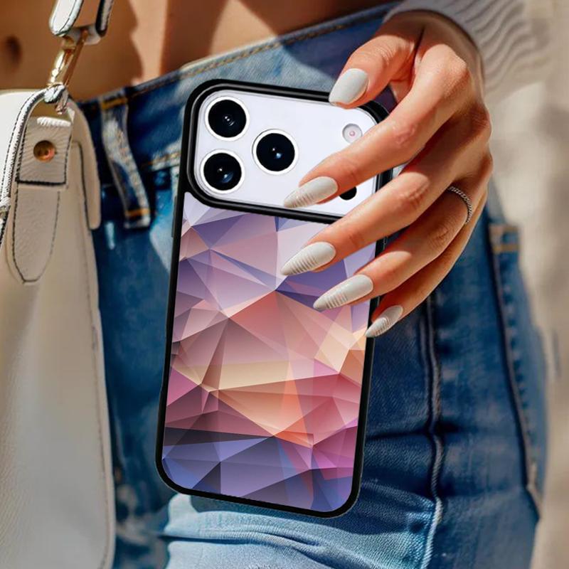 Geometric Abstract Crystal Phone Case For iPhone 17 Air 14 15 13 12 Max Cover For Apple 14 15 16 16e 11 Pro Max Plus Coque