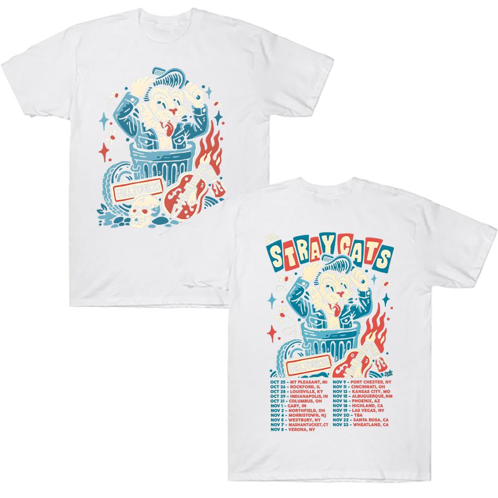 The Stray Cats Podzimní turné 2025 Tričko Rocková kapela Stray Cats Grafická trička Dámská Pánská Vysoce kvalitní bavlněné oblečení Streetwear Top
