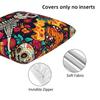 Mexican Sugar Skulls And Flowers 2 Pcs Square Pillowcase Pillow Cover Cushion Decor Comfort Throw Pillow For Home Sofa