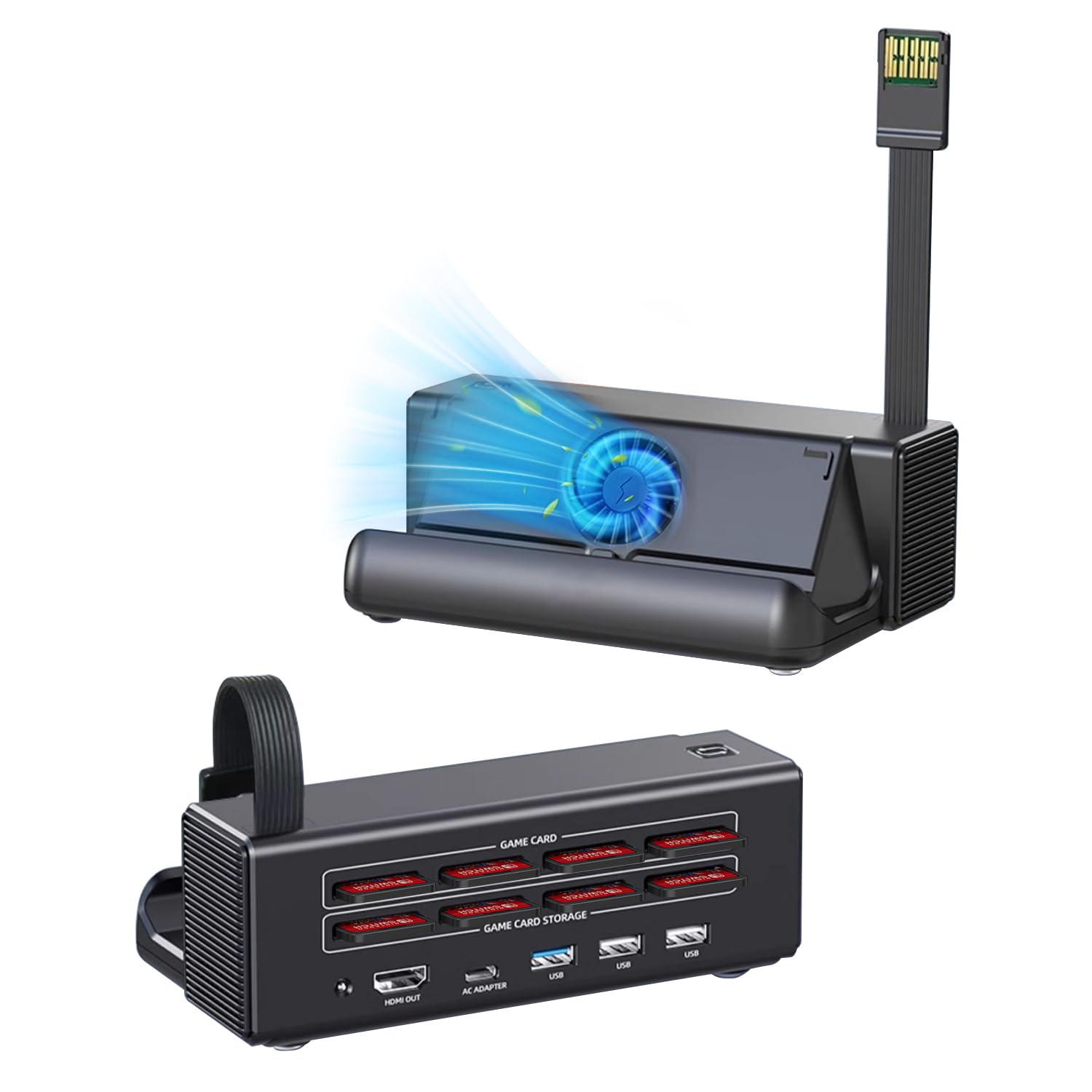 

Багатофункціональна док-станція для заряджання Switcher Dock, кард-рідер, перемикач TV 4/4/3 USB 1, постачається з системою охолодження та розсіювання тепла, сумісна з органічними електролітичними приладами чорний