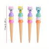 Back To School Season 10pcs 0.5mm Cat Cone Shape Gel Pen Shape Pen Cute Stationery Student Kitten Ice Cream Pen Signature Pen