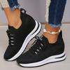 Big Yards Within The High Women's Shoes 2025 Summer New Casual Lace Thick Bottom Slope with Flyknit Mesh Shoes Female