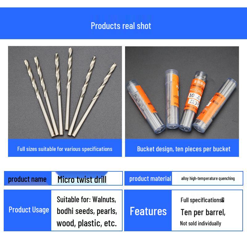 Dain High-Speed Steel Mini Twist Drill Bit Set for Woodworking and Pearl/Bodhi Seed Drilling