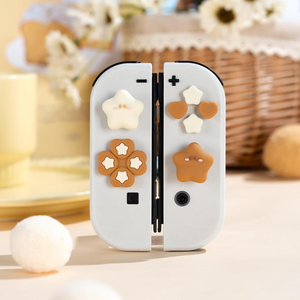 YOCORE Zestaw nakładek na drążki analogowe dla OLED, łatwe nakładki na drążki analogowe i nakładki na kciuki oraz D-pad Joy-Con i Switch/Switch Joy-Con, Instalacja, Antypoślizgowe nakładki,