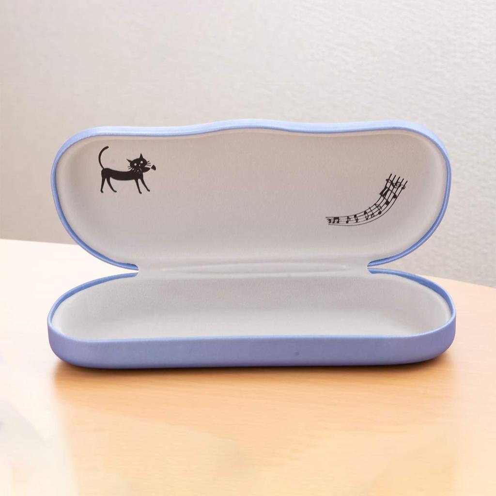 MIDI Eyeglass Cat and Glasses Hard Includes Eyeglass Cleaning Cloth Case, Pattern, Case, Blue, (p-09506-c3, P-k0055)