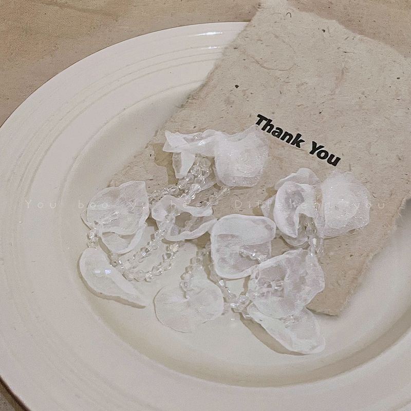 Mint Mambo Green Seaside Vacation Style Crystal Flowers Tassel Stud Earrings for Women Long High Profile Generous Earrings Earrings