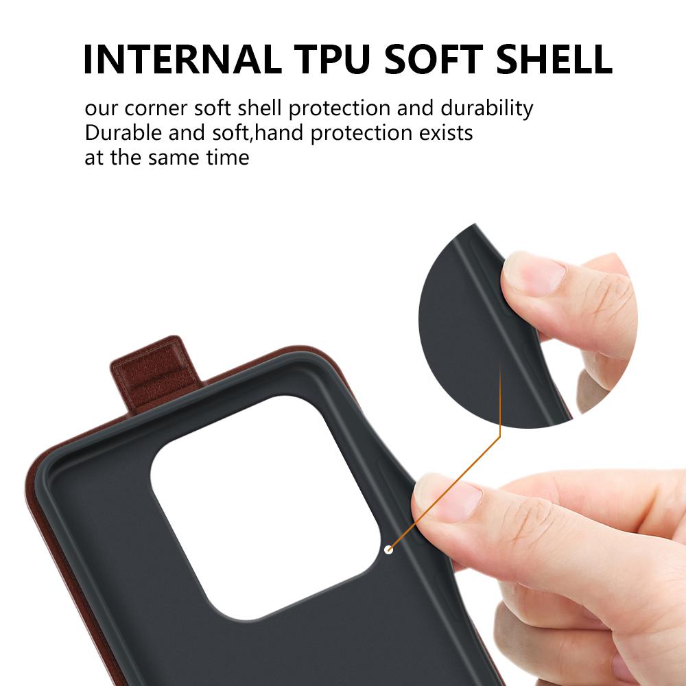 Etui dla Xiaomi Redmi Note 14 5G z przegródkami na karty, pionowe, skórzane etui na telefon