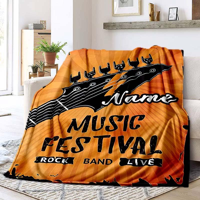 Rock Customize Your Name Blanket Warm Comfortable Soft Blanket For Chair Office Sofa Bed Sofa Office Camping Suitable For Gifting Relatives And