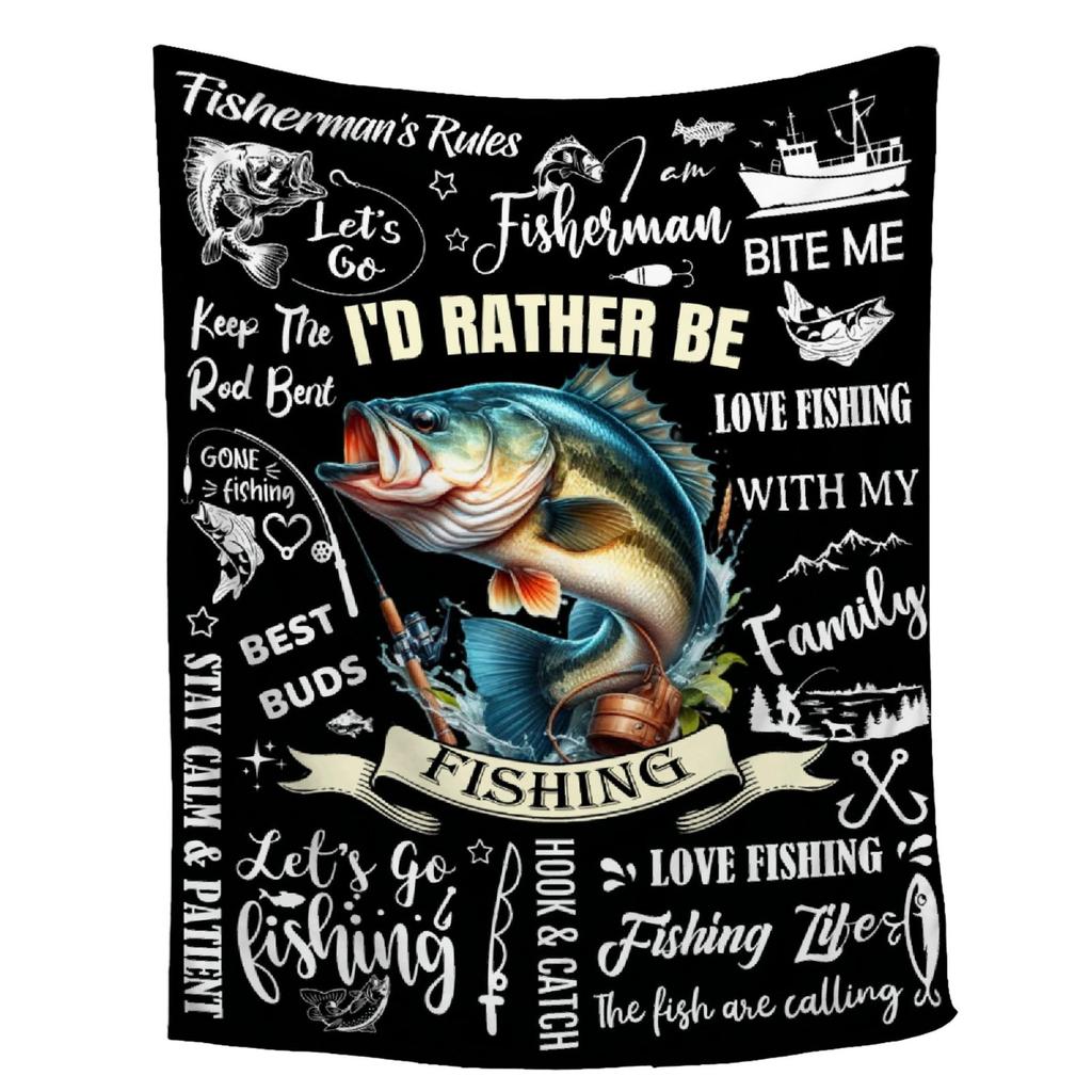 Fish Print Blanket Gift For Fishing Lovers Flannel Blanket Sofa Blanket